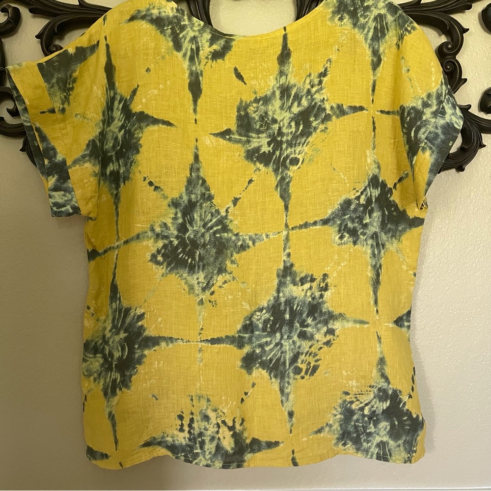 Upcycled Bellambra Linen Top OOAK Butterfly Appliqués Size Medium - Picture 3 of 15